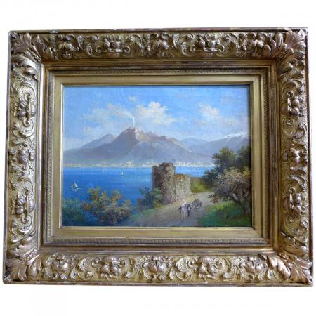 Gemälde 1896, Bucht von Neapel mit Vesuv