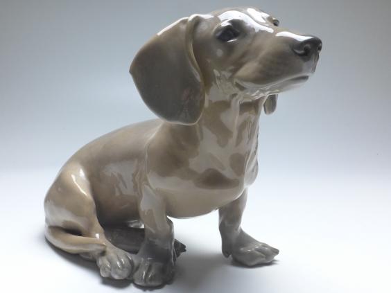 große Figur Hund Dachshund, Royal Copenhagen, um 1900, Modell 850, B: 30 cm