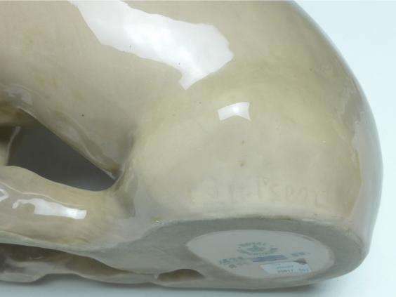 große Figur Hund Dachshund, Royal Copenhagen, um 1900, Modell 850, B: 30 cm