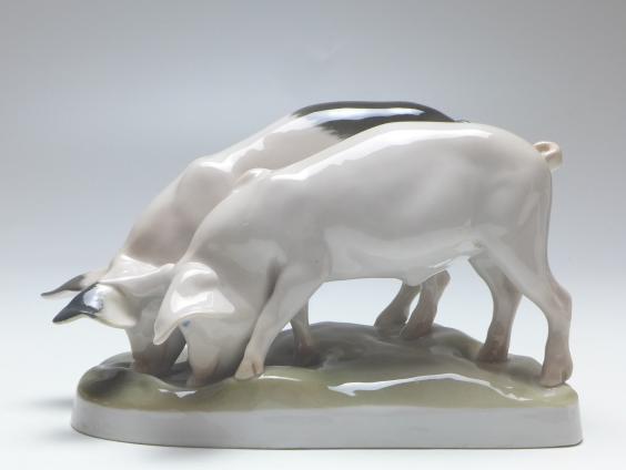 Figur Paar Schweine, Rosenthal, Kunstabteilung Selb, A. Caasmann, 1914-1917, Modell 404