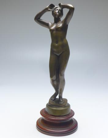 Bronzeskulptur Klagende Venus, Bronzefigur, H: 25,5 cm