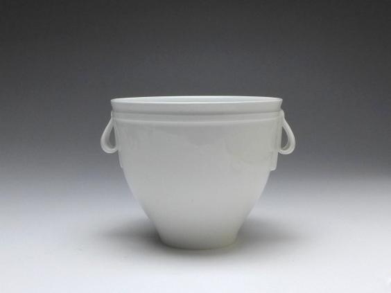 Blumentopf, Übertopf, KPM Berlin, weiß glasiert, H: 11,5 cm