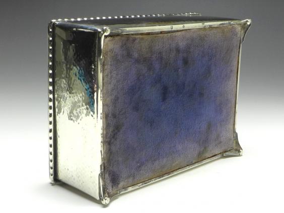 große Schatulle, Deckeldose, Dose auf 4 Füßchen, Silber, Dänemark, 18x13,5x7,5 cm