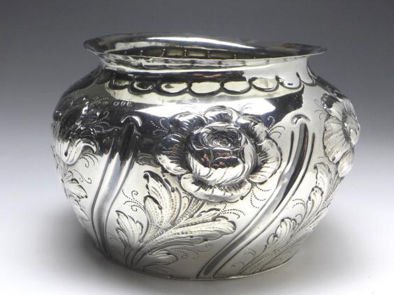 Vase, Blumenvase, 925er Sterling Silber, London, 1890, SB, D: 17 cm, 445 g