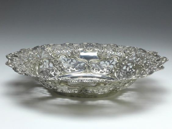 ovale Schale, Obstschale, 830er Silber, 26x20x5 cm, 300 g