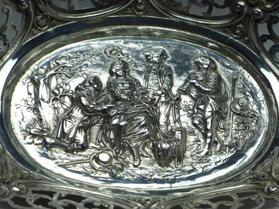 ovale Schale, Obstschale, 830er Silber, 26x20x5 cm, 300 g