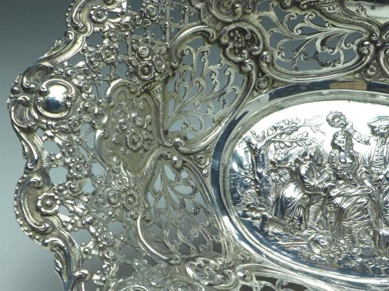 ovale Schale, Obstschale, 830er Silber, 26x20x5 cm, 300 g