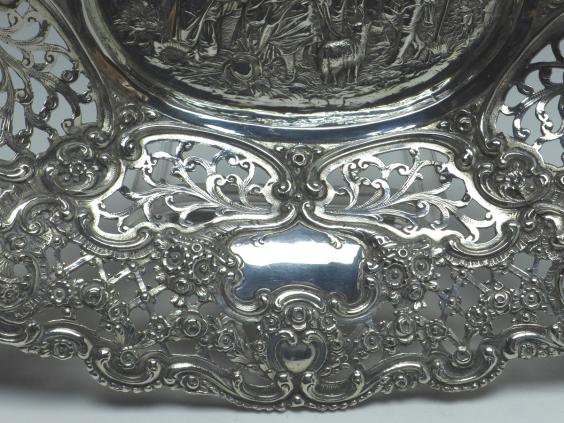 ovale Schale, Obstschale, 830er Silber, 26x20x5 cm, 300 g