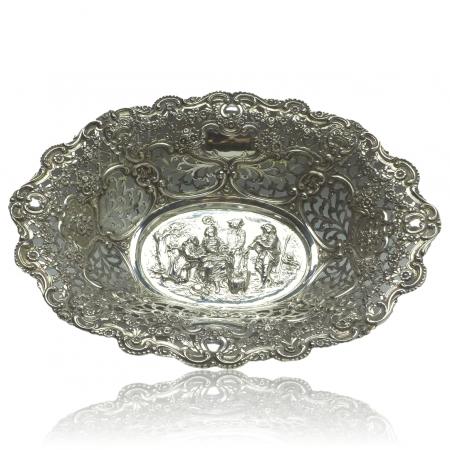 ovale Schale, Obstschale, 830er Silber, 26x20x5 cm, 300 g