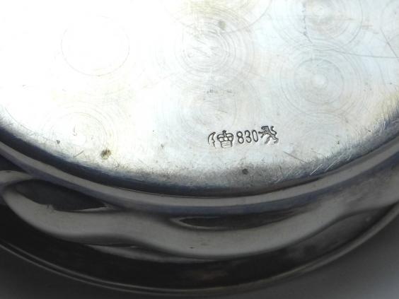 Schale, Flaschenuntersetzer, Gebr. Deyhl, Schwäbisch Gmünd, 830er Silber, D: 11 cm, 65 g