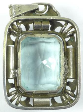 Anhänger 835er Silber, blauer Stein, L: 50 mm