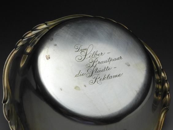 runde hohe Schale, WMF, 835er Silber, H: 5,5 cm, D: 24 cm, 383 g