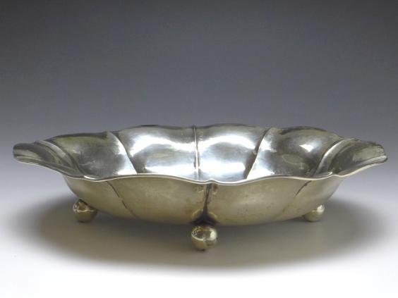 ovale Schale, Brotschale, 800er Silber, 26 x 21 cm, 329 g