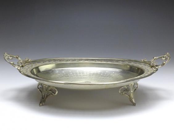 ovale Schale, Obstschale, 13 Lot Silber, 33 x 22 cm, 333 g