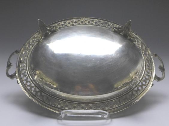 ovale Schale, Obstschale, 13 Lot Silber, 33 x 22 cm, 333 g