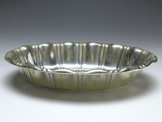 ovale Schale, Brotschale, Gebr. Kühn, Schwäbisch Gmünd, 835er Silber, 27 x 19 cm, 227 g
