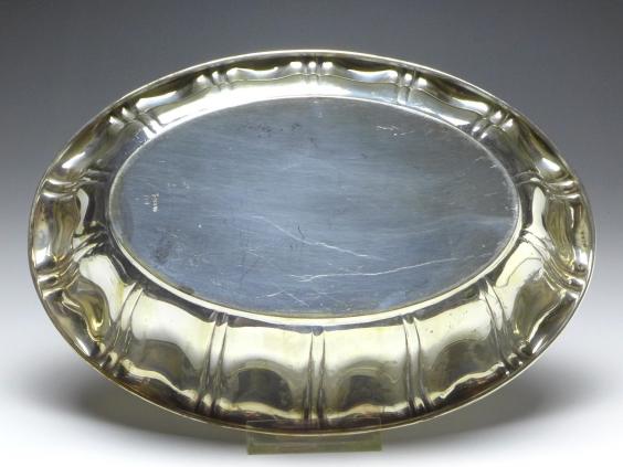 ovale Schale, Brotschale, Gebr. Kühn, Schwäbisch Gmünd, 835er Silber, 27 x 19 cm, 227 g