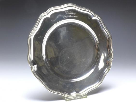 Platzteller, Teller, Gebr. Friedländer, Berlin, 800er Silber, D: 24 cm, 332 g