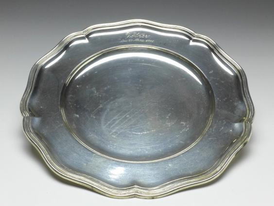 Platzteller, Teller, Gebr. Friedländer, Berlin, 800er Silber, D: 24 cm, 332 g