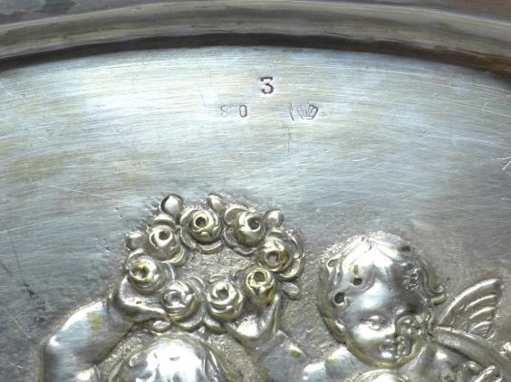 ovale Schale, Korbschale, 800er Silber, 33 x 25,5 cm, 395 g