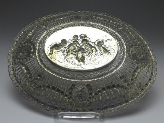 ovale Schale, Korbschale, 800er Silber, 33 x 25,5 cm, 395 g
