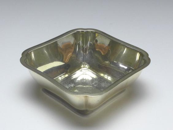 Zuckerschale, eckiges Schälchen, Schale, Wilkens, Bremen, 830er Silber, 83 g