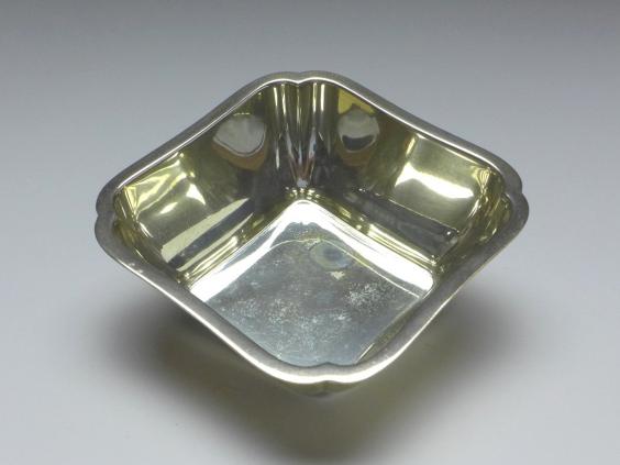 Zuckerschale, eckiges Schälchen, Schale, Wilkens, Bremen, 830er Silber, 83 g