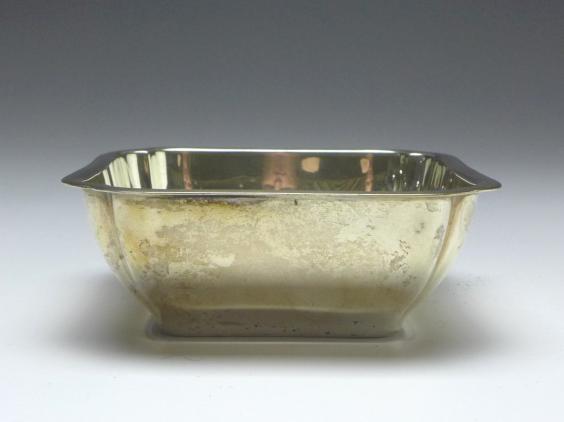 Zuckerschale, eckiges Schälchen, Schale, Wilkens, Bremen, 830er Silber, 83 g