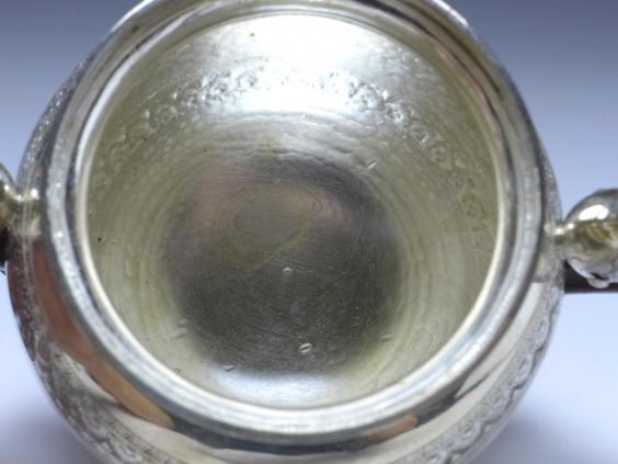 Teekern, Tee-Set 3-teilig, Teekanne, Zuckerschale, Gießer, 835 Silber, zus. 981 g