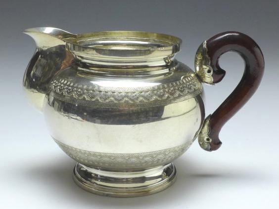 Teekern, Tee-Set 3-teilig, Teekanne, Zuckerschale, Gießer, 835 Silber, zus. 981 g