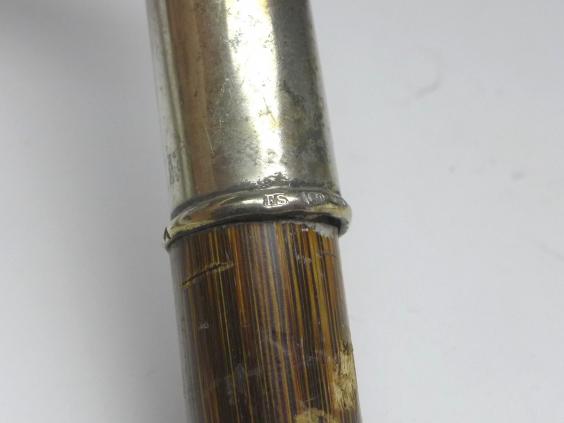 Griff für Gehstock, Flanierstock, Spazierstock, mit Rosendekor, 800er Silber, H: 14 cm, 173 g