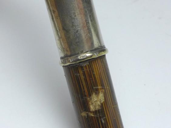 Griff für Gehstock, Flanierstock, Spazierstock, mit Rosendekor, 800er Silber, H: 14 cm, 173 g