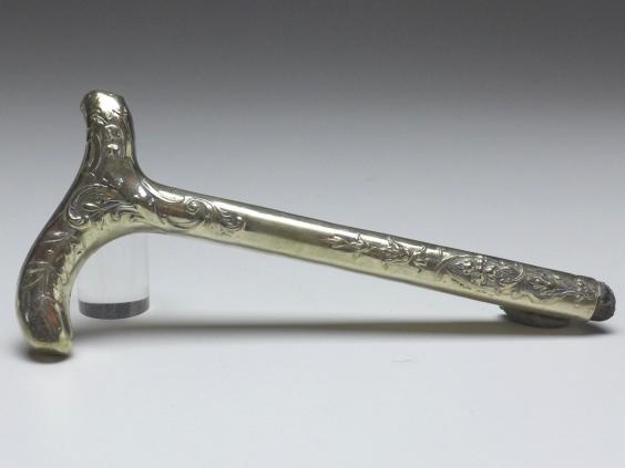 zierlicher Griff für Gehstock, Flanierstock, Spazierstock, mit Blütendekor, 800er Silber, H: 15 cm, 52 g