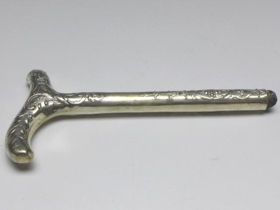 zierlicher Griff für Gehstock, Flanierstock, Spazierstock, mit Blütendekor, 800er Silber, H: 15 cm, 52 g