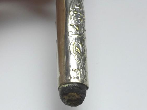 zierlicher Griff für Gehstock, Flanierstock, Spazierstock, mit Blütendekor, 800er Silber, H: 15 cm, 52 g