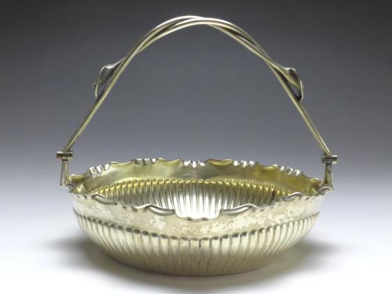 eckige Schale mit Henkel, Obstkorb, WTB, Wilhelm Binder, Schwäbisch Gmünd, 800er Silber, D: 21,5 cm, 310 g