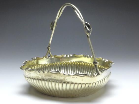 eckige Schale mit Henkel, Obstkorb, WTB, Wilhelm Binder, Schwäbisch Gmünd, 800er Silber, D: 21,5 cm, 310 g