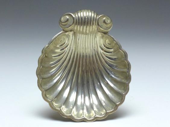 Muschelschale auf Füßchen, Kaviarschale, 925er Silber, B: 7,3 cm, 19 g