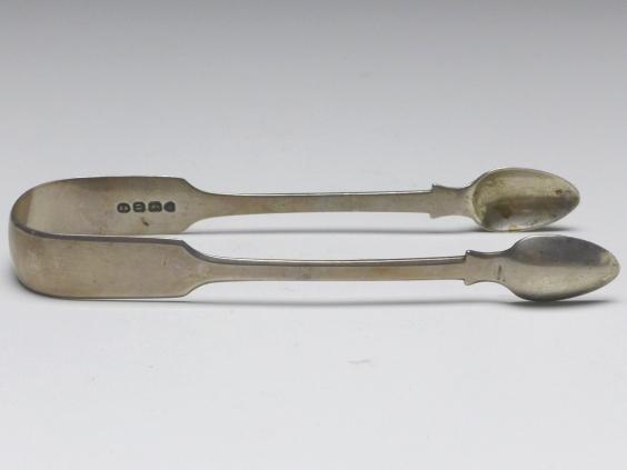 große Zuckerzange, London, 19. Jh., 925er Sterling Silber, L: 14,2 cm, 39 g