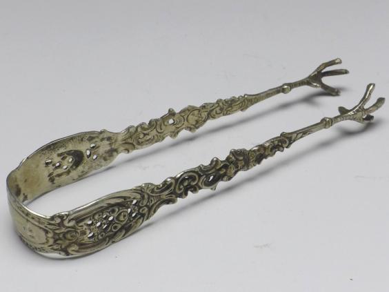 große Zuckerzange, 800er Silber, L: 13 cm, 36 g
