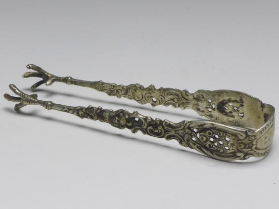 große Zuckerzange, 800er Silber, L: 13 cm, 36 g
