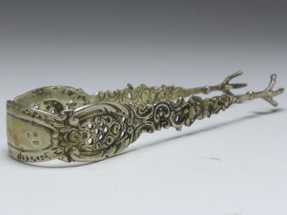 große Zuckerzange, 800er Silber, L: 13 cm, 36 g
