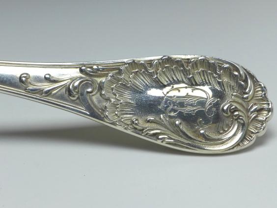 große Kelle, Suppenkelle, H. Meyen, Berlin, 800er Silber, L: 36 cm, 274 g