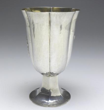 kannelierter Kelch, Becher, Fußbecher, 1927, E. Sieder, 925er Sterling Silber, H: 13,5 cm, 180 g