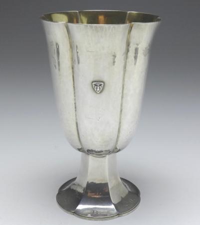 kannelierter Kelch, Becher, Fußbecher, 1927, E. Sieder, 925er Sterling Silber, H: 13,5 cm, 180 g