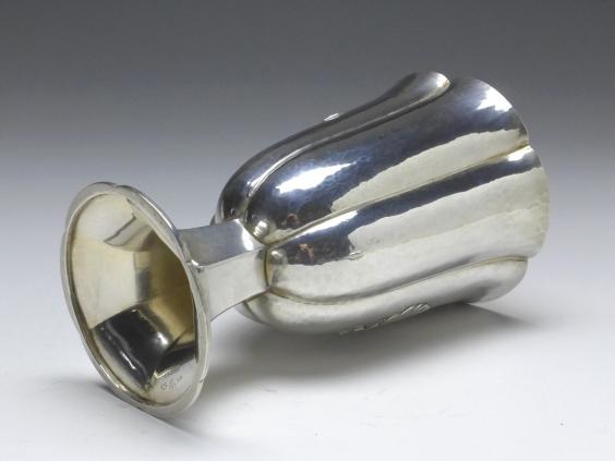 kannelierter Kelch, Becher, Fußbecher, 1927, E. Sieder, 925er Sterling Silber, H: 13,5 cm, 180 g