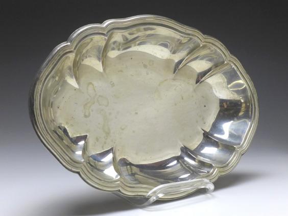 ovale Schale, Brotschale, Gebr. Kühn, Schwäbisch Gmünd, 830er Silber, 31,5 x 21,5 cm, 347 g