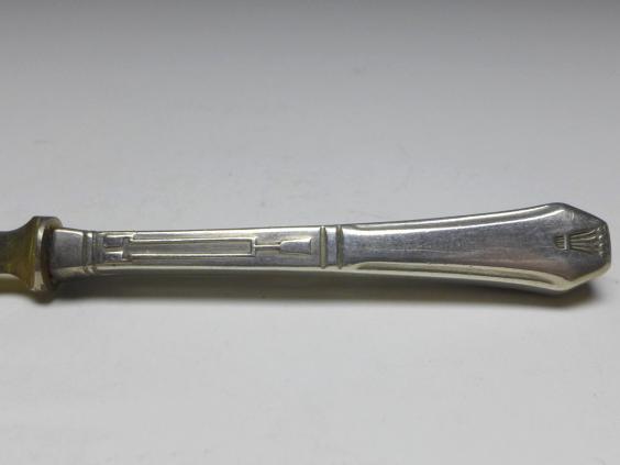 Obstbesteck 12-teilig, um 1900, Griffe Silber