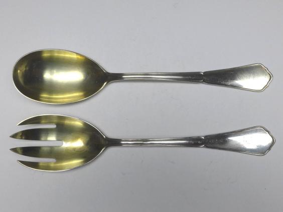 Salatbesteck, 2-teilig, WTB, Wilhelm Binder, Schwäbisch Gmünd, 800 Silber, L: 21,5 cm, 137 g
