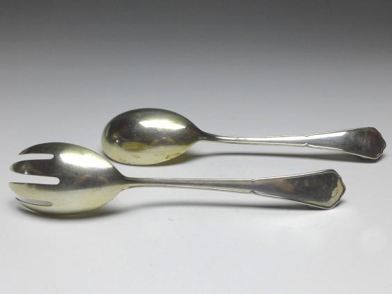 Salatbesteck, 2-teilig, WTB, Wilhelm Binder, Schwäbisch Gmünd, 800 Silber, L: 21,5 cm, 137 g